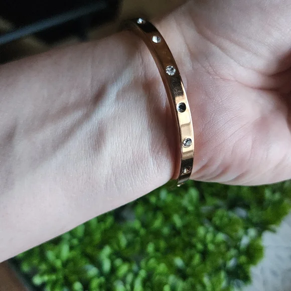 Kate Spade Rose Gold Toned Hinged bracelet with crystals - Picture 9 of 9